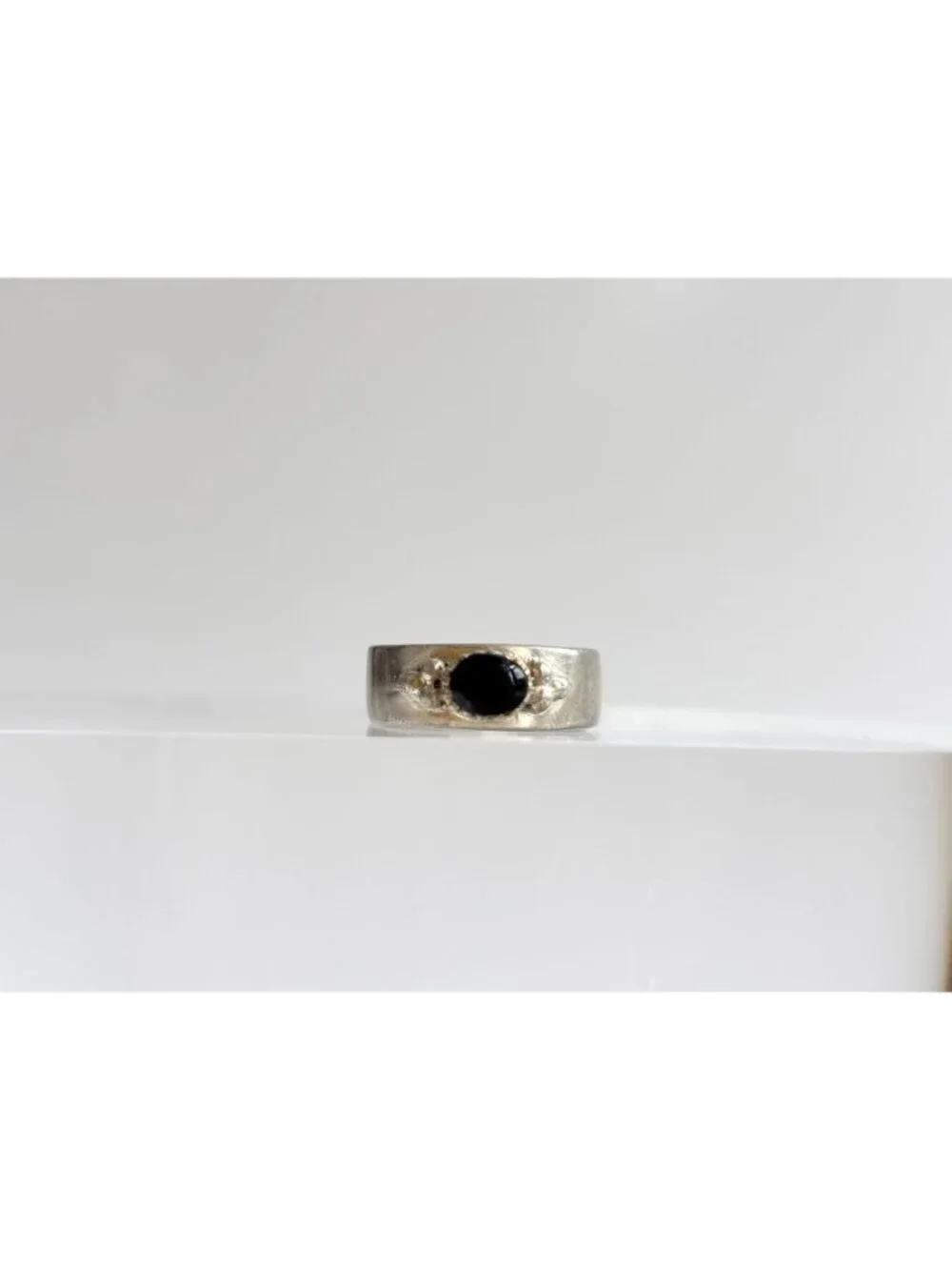 Southwest Style Minimalist Black Onyx Sterling Silver 925 Vintage Ring - sz 6.75